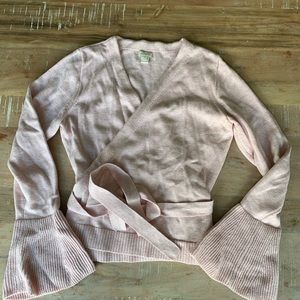J.Crew Cotton Pastel Pink Wrap Sweater Size Small